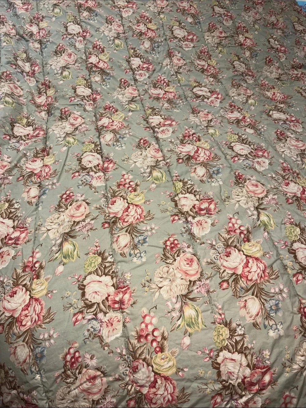 RALPH LAUREN Charlotte COMFORTER FULL QUEEN Green Floral Flowers Shabby